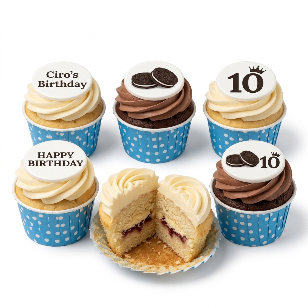 Oreo Birthday Cupcakes with Personalised Toppers