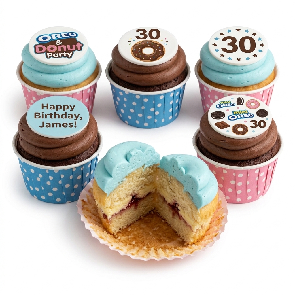 Oreo & Donut Personalised Birthday Cupcakes