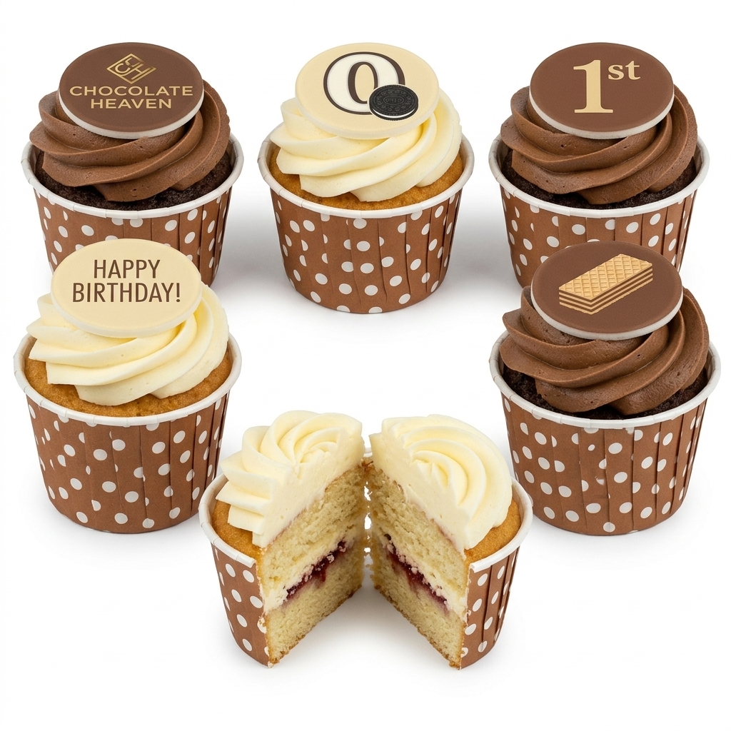 Assorted Birthday Cupcakes with Custom Toppers