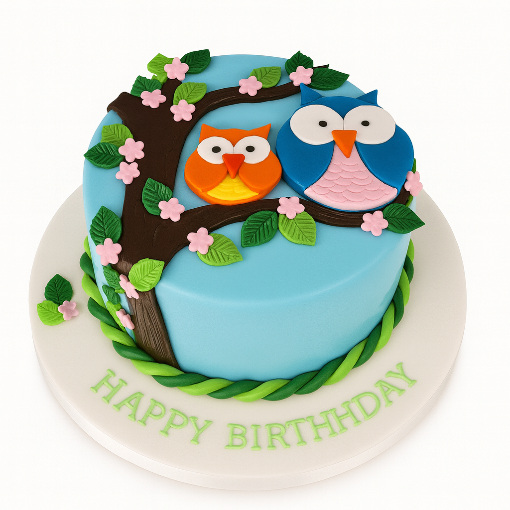 Owl Birthday Cake for Girl