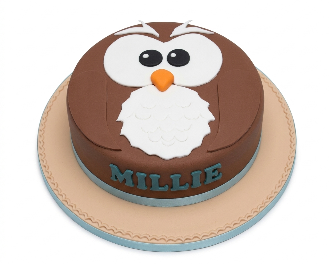 Owl Birthday Cake with Personalised Name