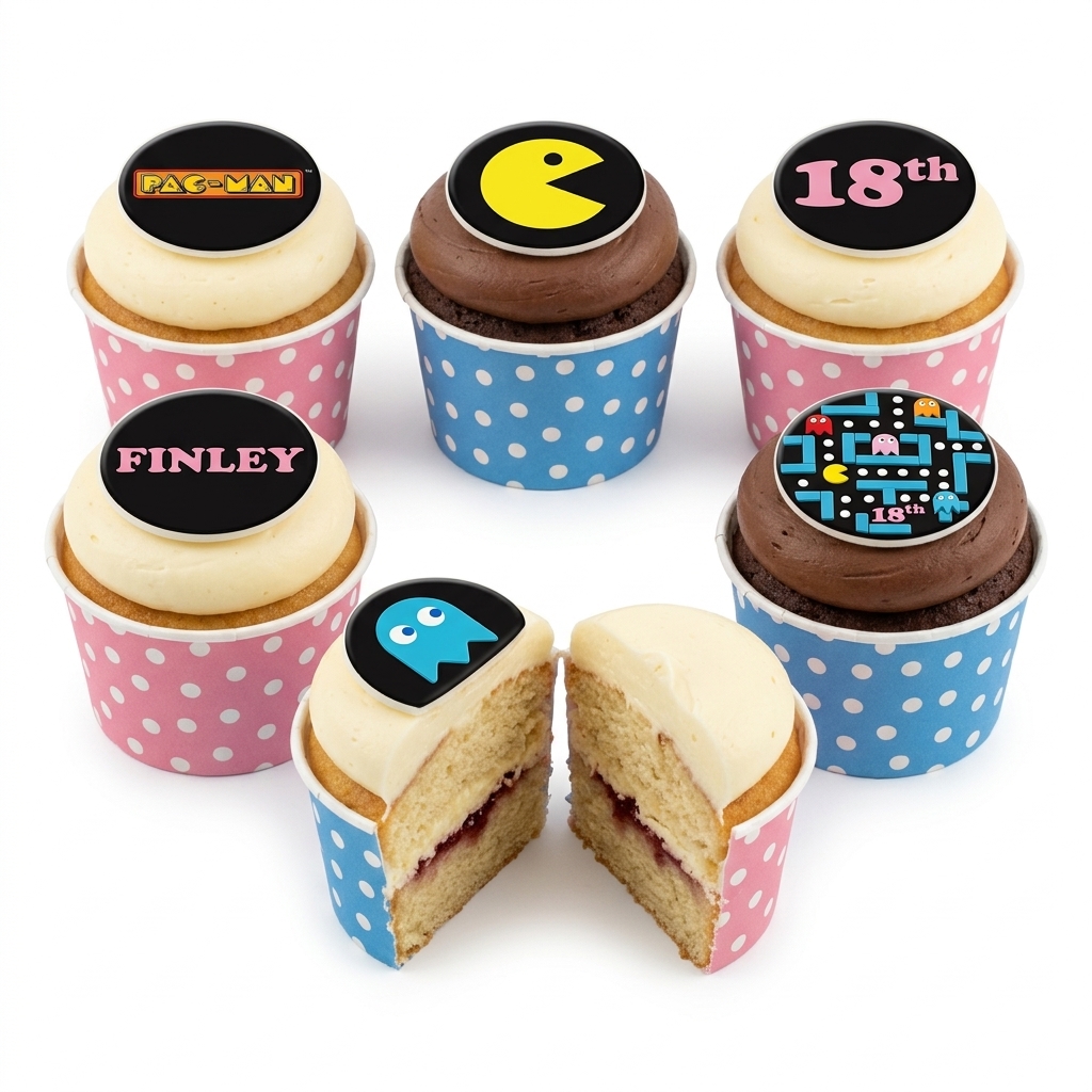 Pac-Man Gaming Birthday Cupcakes