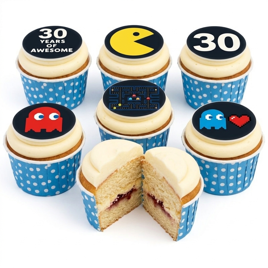 Gaming Birthday Cupcakes with Custom Age Toppers
