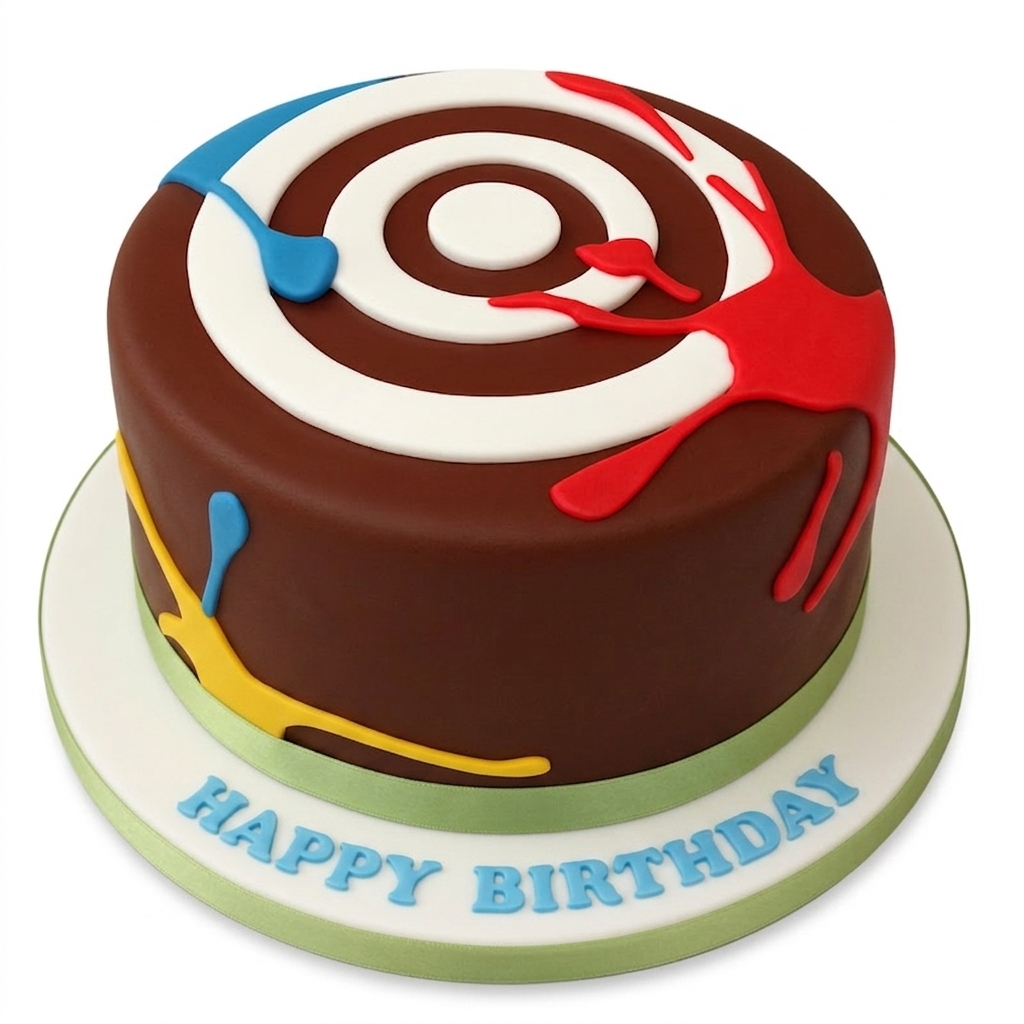 Art Theme Birthday Cake with Paint Splatters