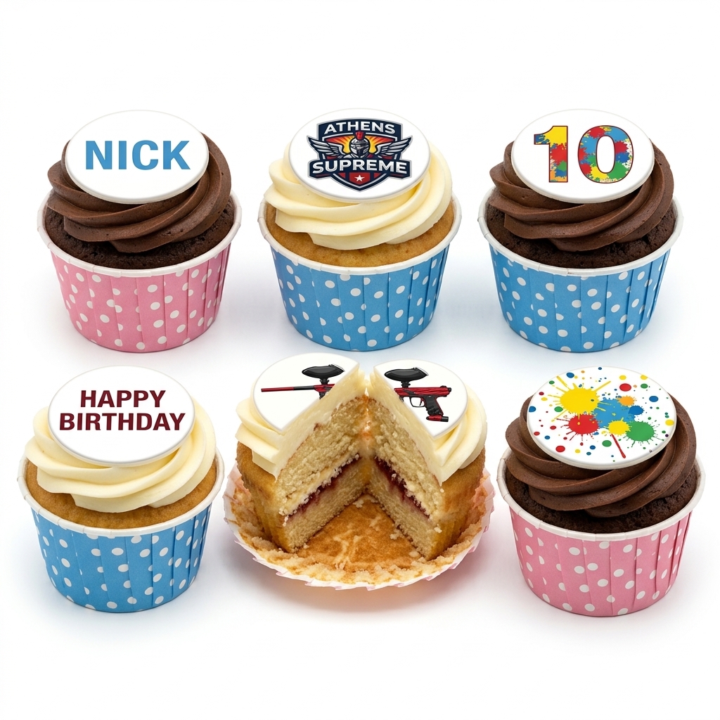 Paintball Theme Birthday Cupcakes for Boys