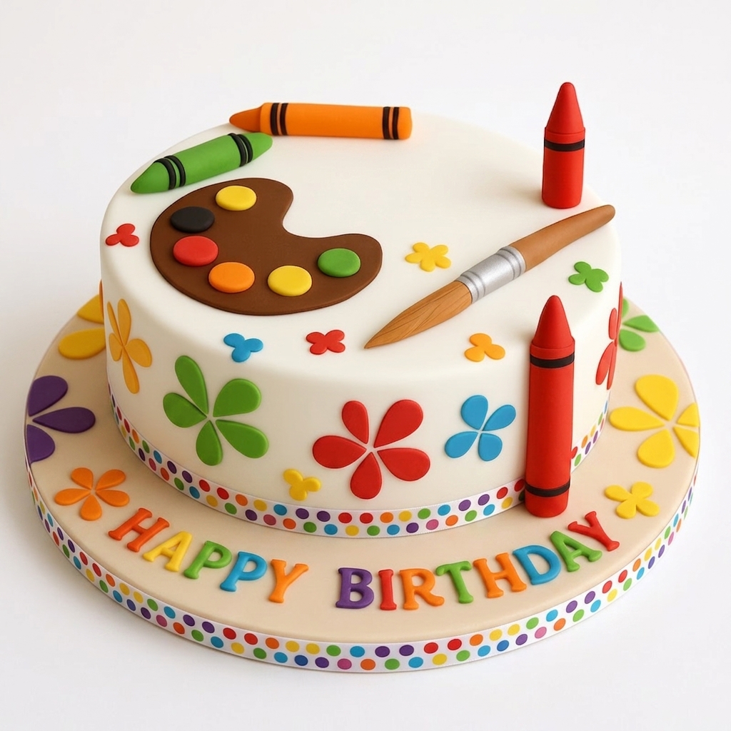 Art Theme Birthday Cake