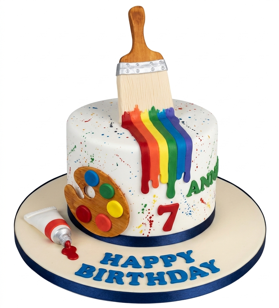 Art Theme Birthday Cake with Custom Age