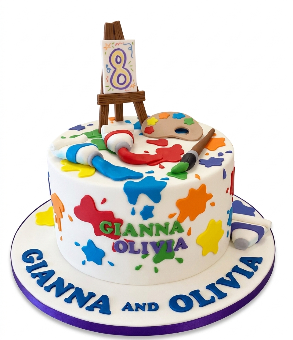 Kids Art Theme Birthday Cake