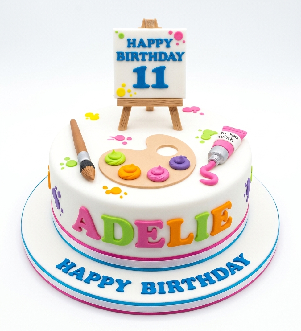 Art Theme Birthday Cake with Custom Age