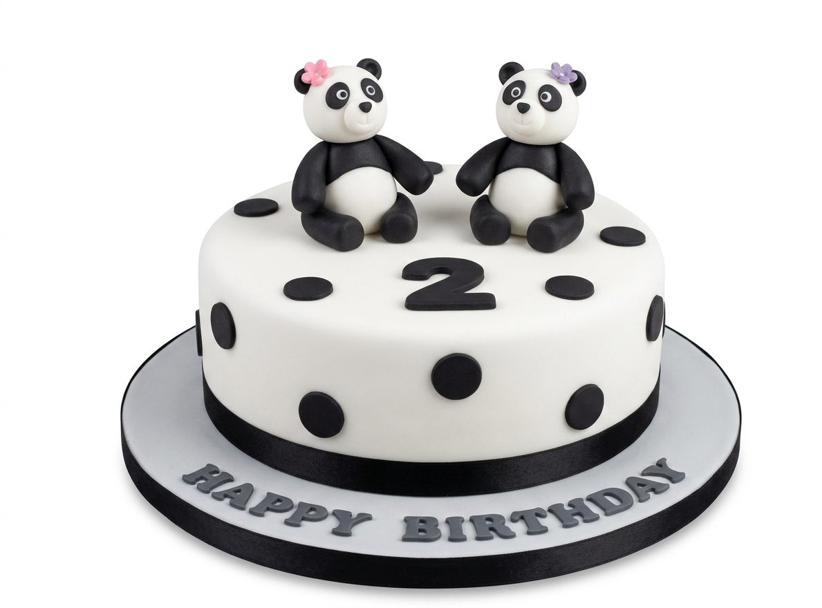 Panda Birthday Cake with Custom Age Topper
