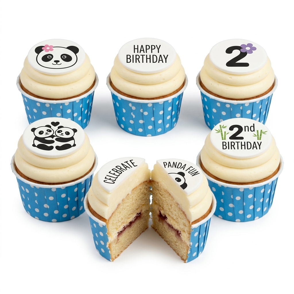Panda Birthday Cupcakes for Kids (Custom Age Available)