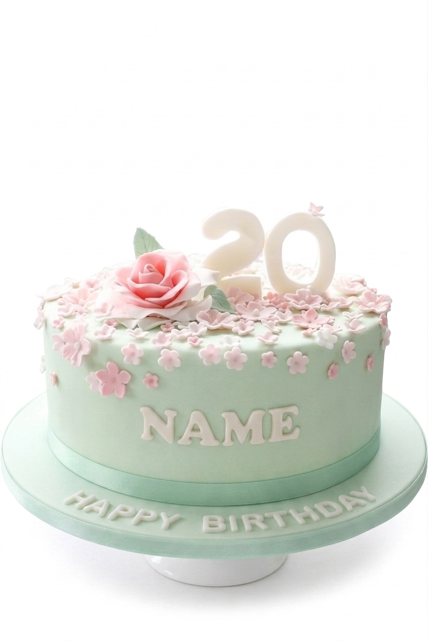Elegant Floral Birthday Cake for Her with Custom Age