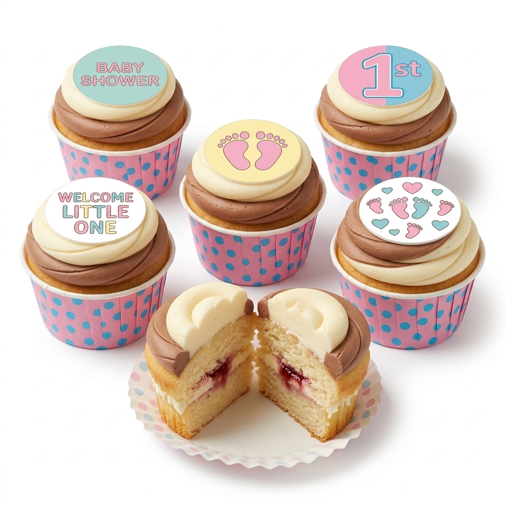 Baby Shower Footprints & Message Cupcakes
