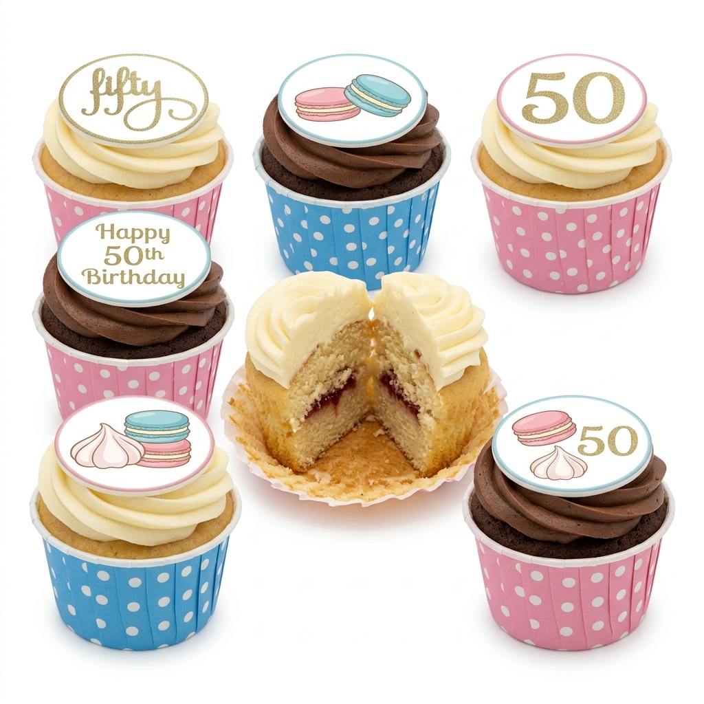 Elegant Macaron Birthday Cupcakes