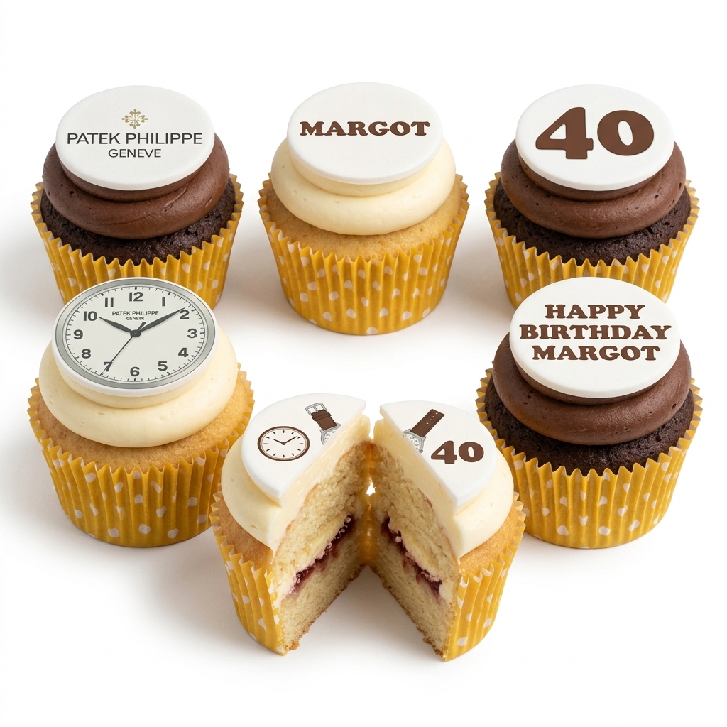 Elegant Watch Theme Birthday Cupcakes