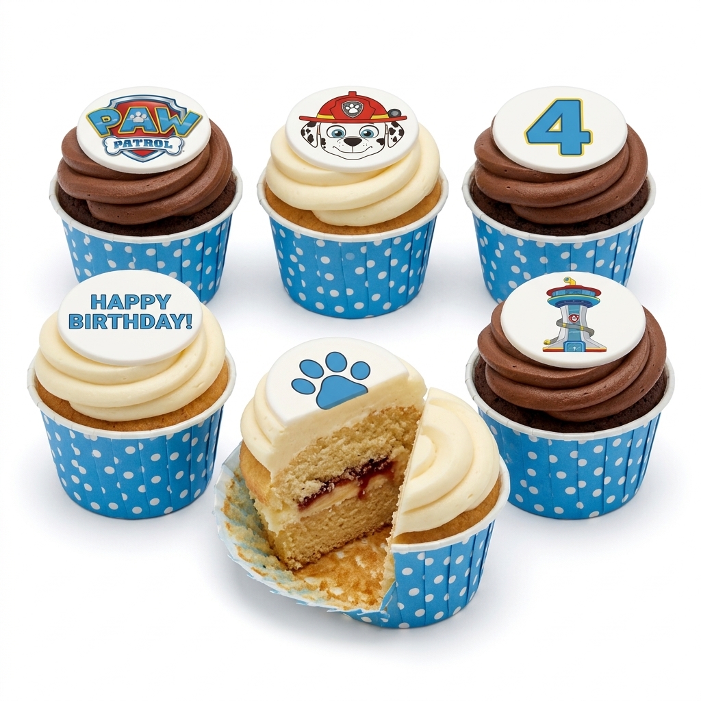 Paw Patrol Birthday Cupcakes with Custom Age Topper