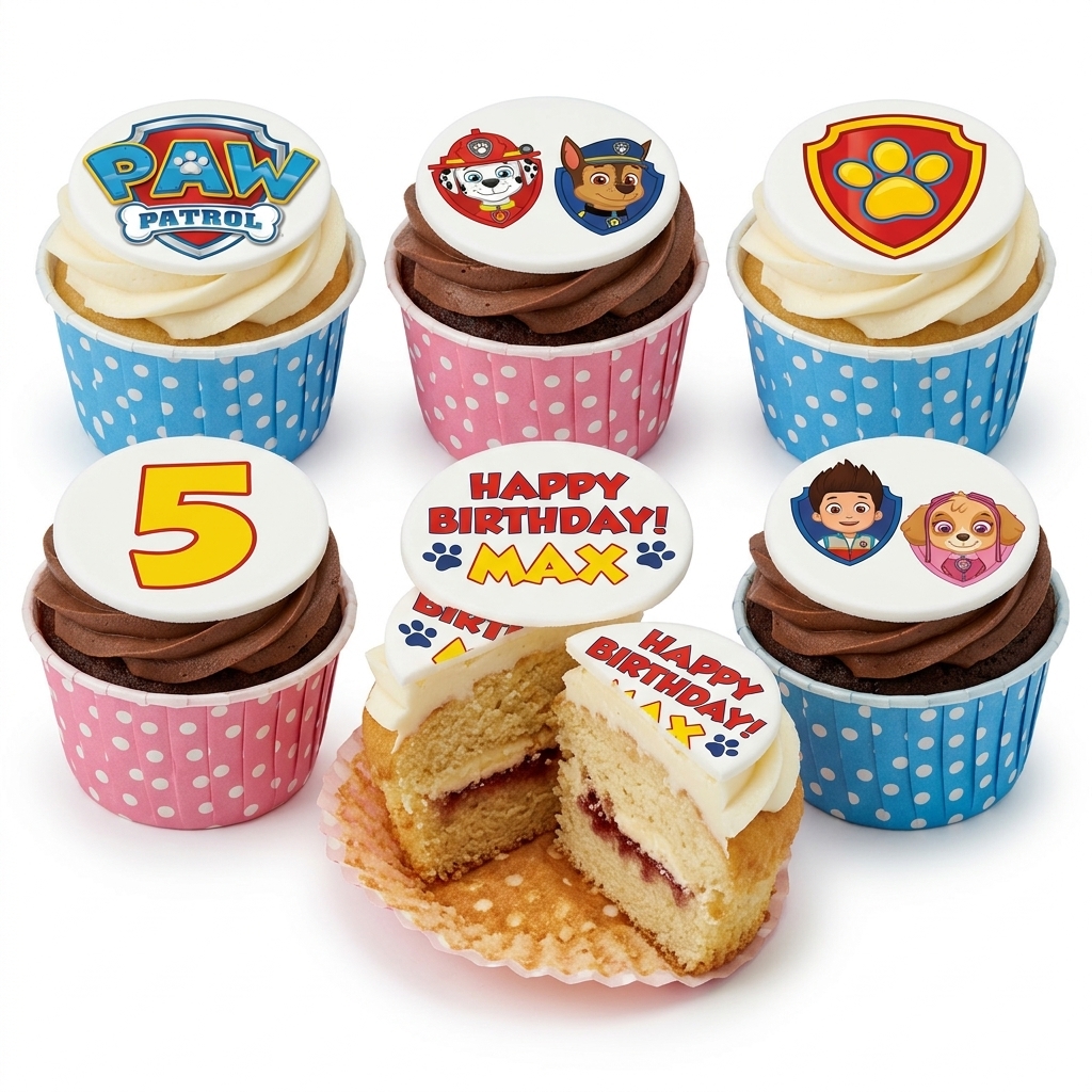 Paw Patrol Birthday Cupcakes with Custom Age Topper