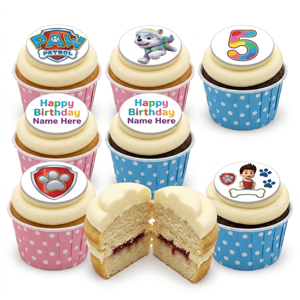 Paw Patrol Birthday Cupcakes with Custom Age & Name