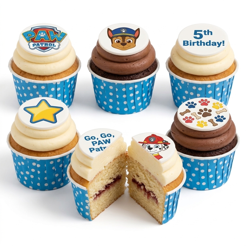 Paw Patrol Birthday Cupcakes with Custom Toppers