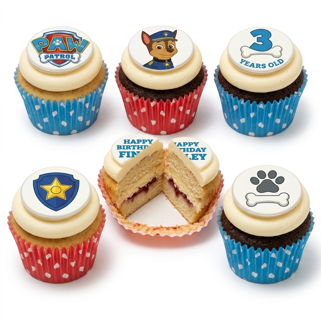 Paw Patrol Birthday Cupcakes with Custom Age Topper