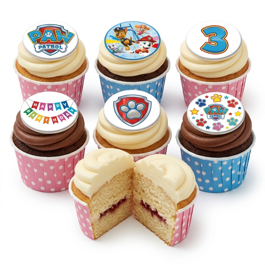 Paw Patrol Birthday Cupcakes with Custom Age Topper