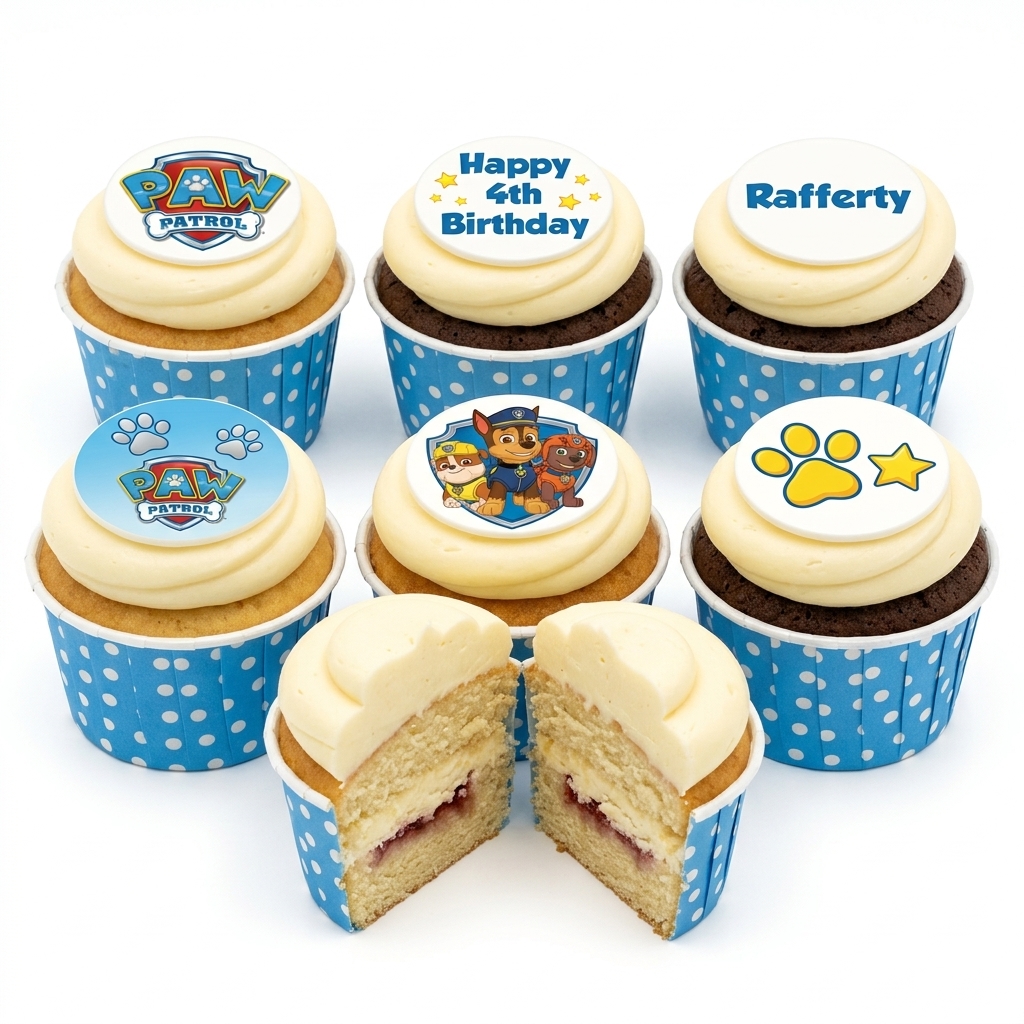 Paw Patrol Birthday Cupcakes with Custom Toppers