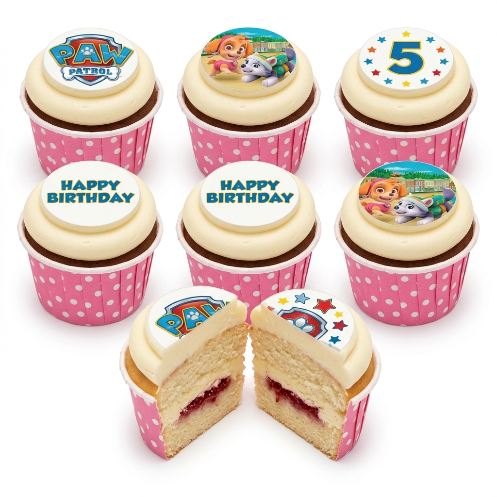 Paw Patrol Birthday Cupcakes with Custom Age Topper
