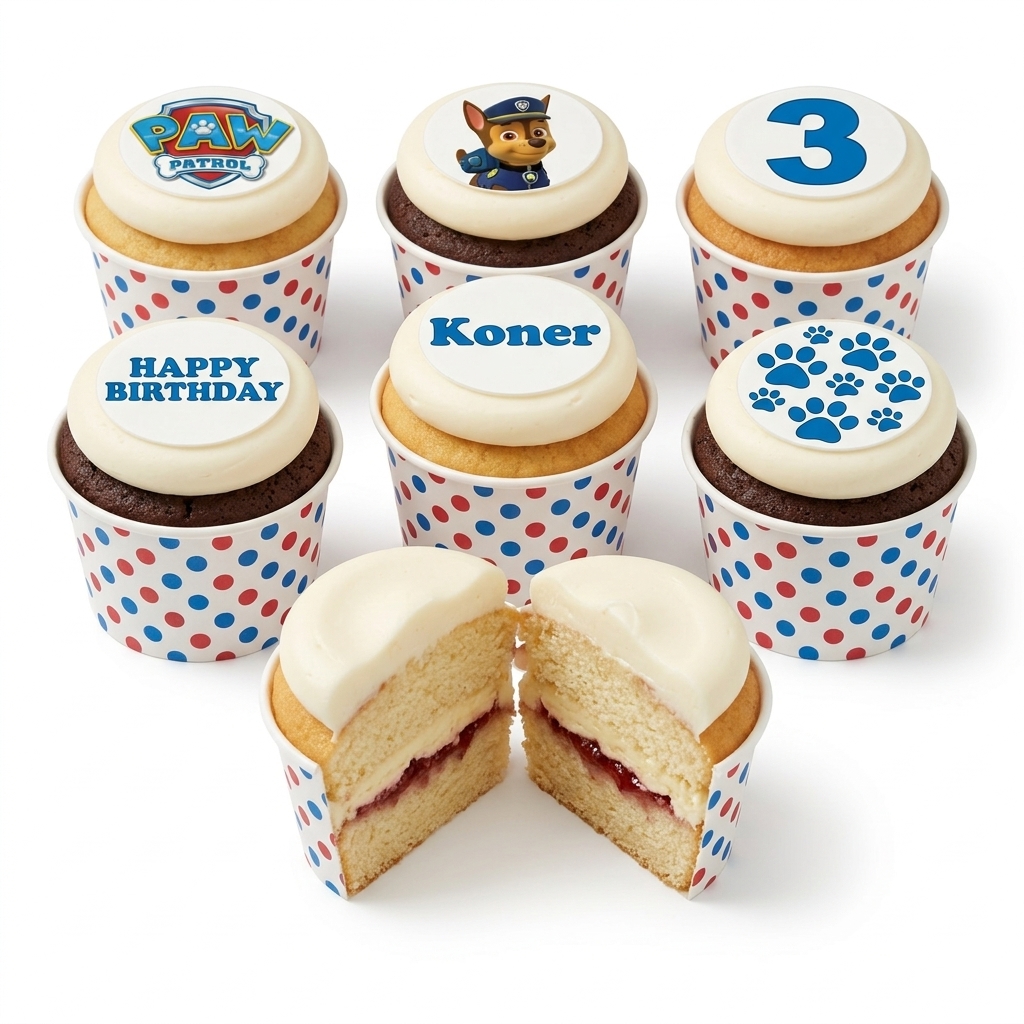 Paw Patrol Birthday Cupcakes with Custom Toppers