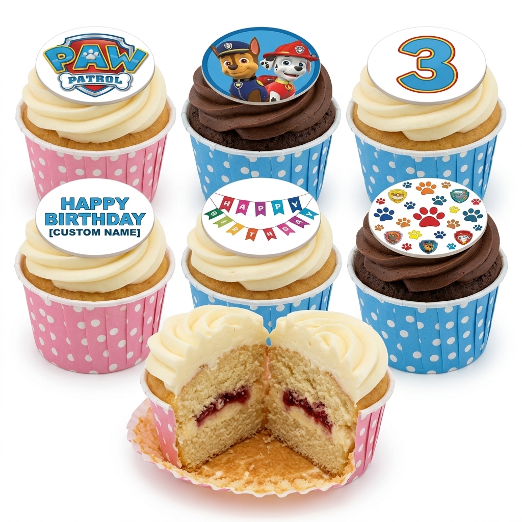 Paw Patrol Birthday Cupcakes with Custom Age Topper