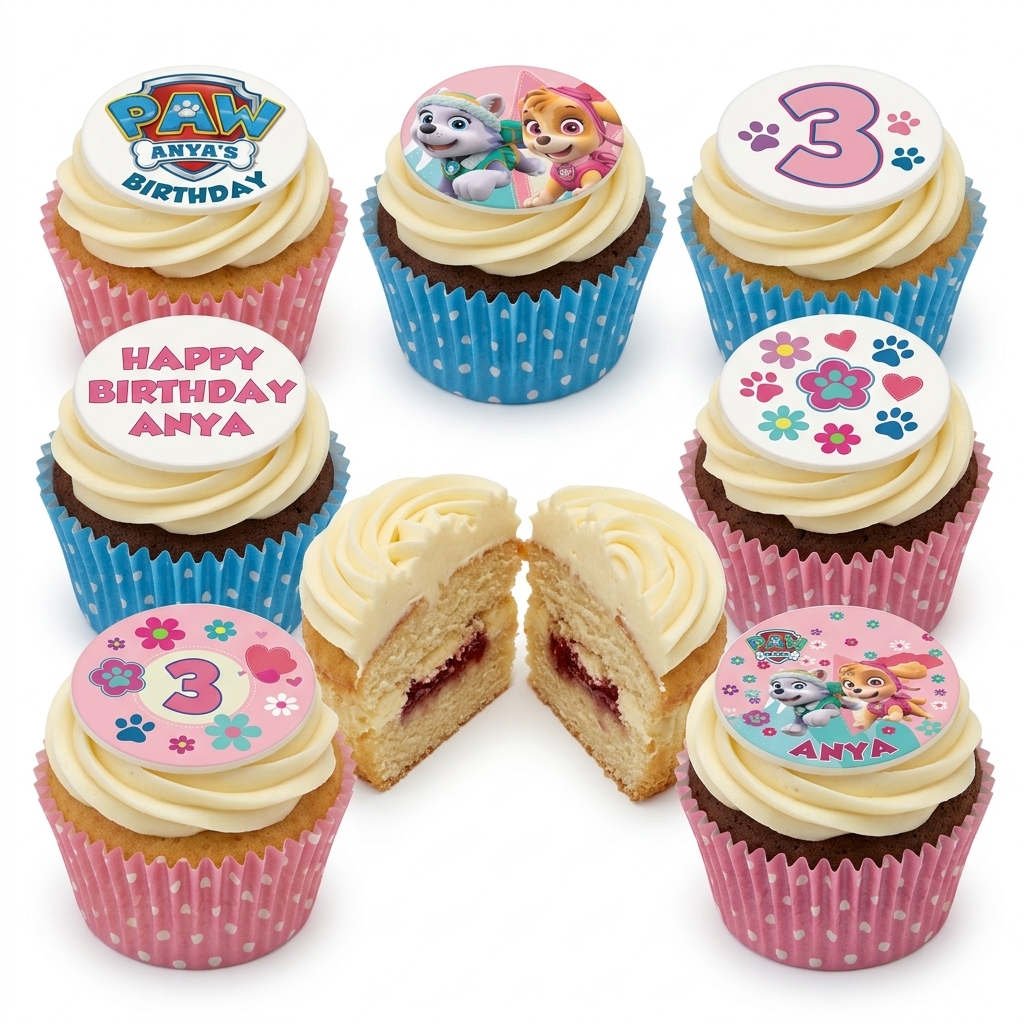 Paw Patrol Birthday Cupcakes for Girls with Custom Age