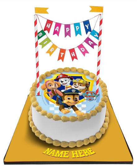 Paw Patrol Cake with Happy Birthday Bunting