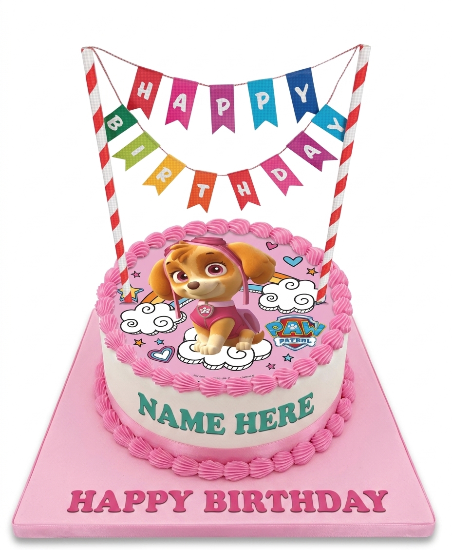 Skye Paw Patrol Birthday Cake with Personalised Name