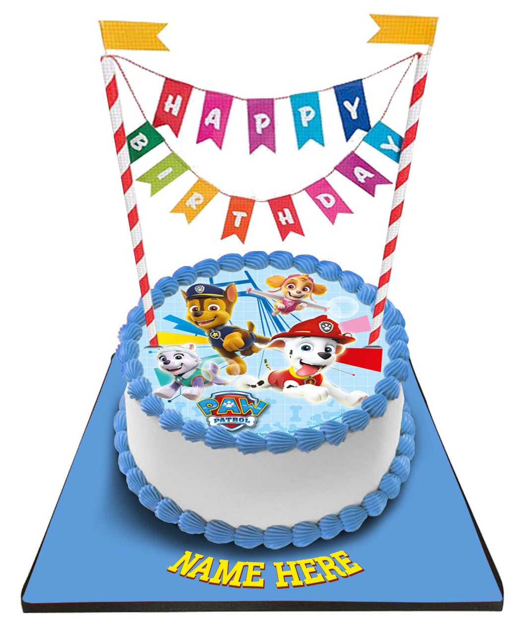 Paw Patrol Cake with Happy Birthday Bunting 