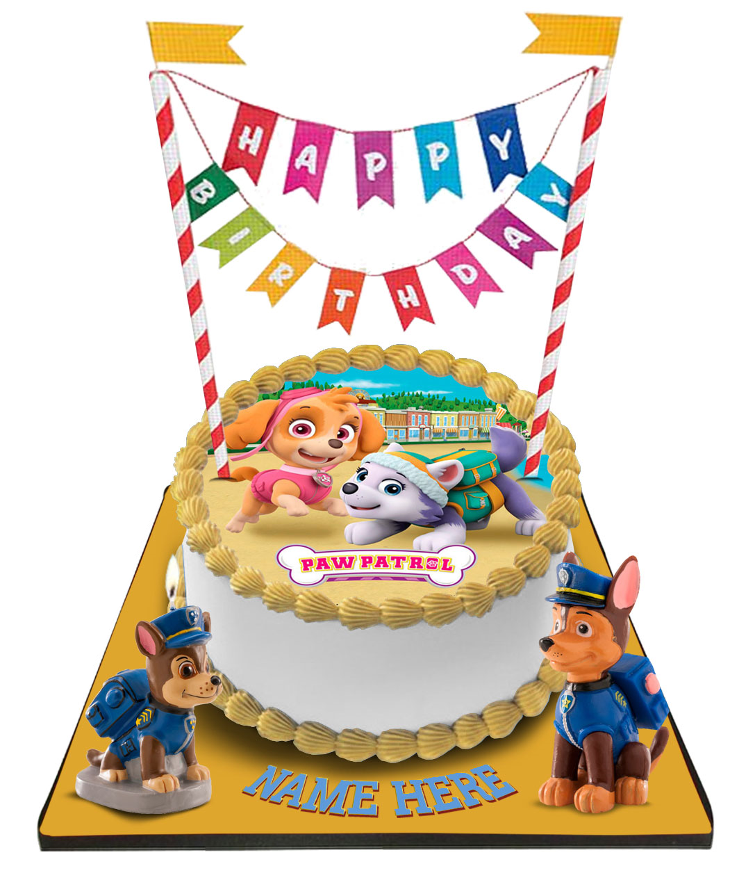 Paw Patrol Cake with Happy Birthday Bunting &Topper