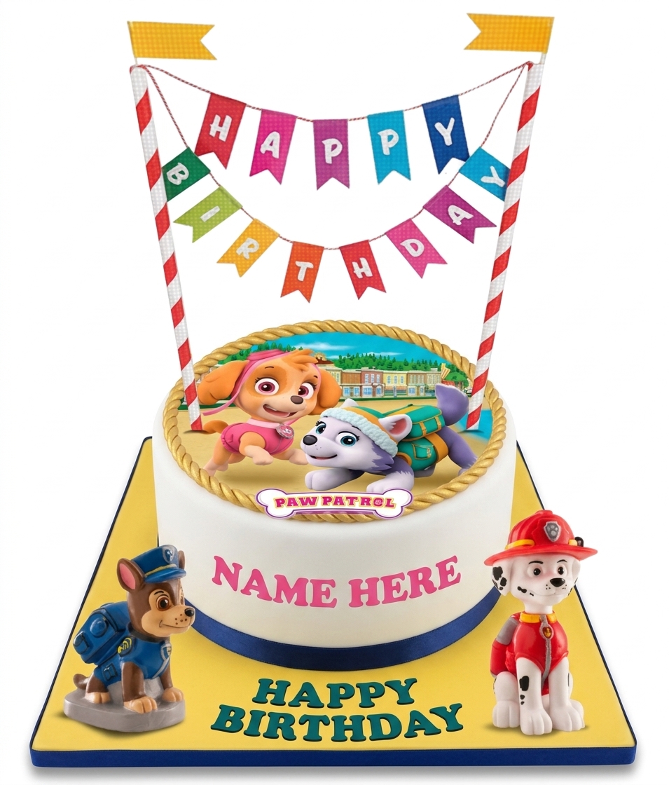 Paw Patrol Birthday Cake with Personalised Name