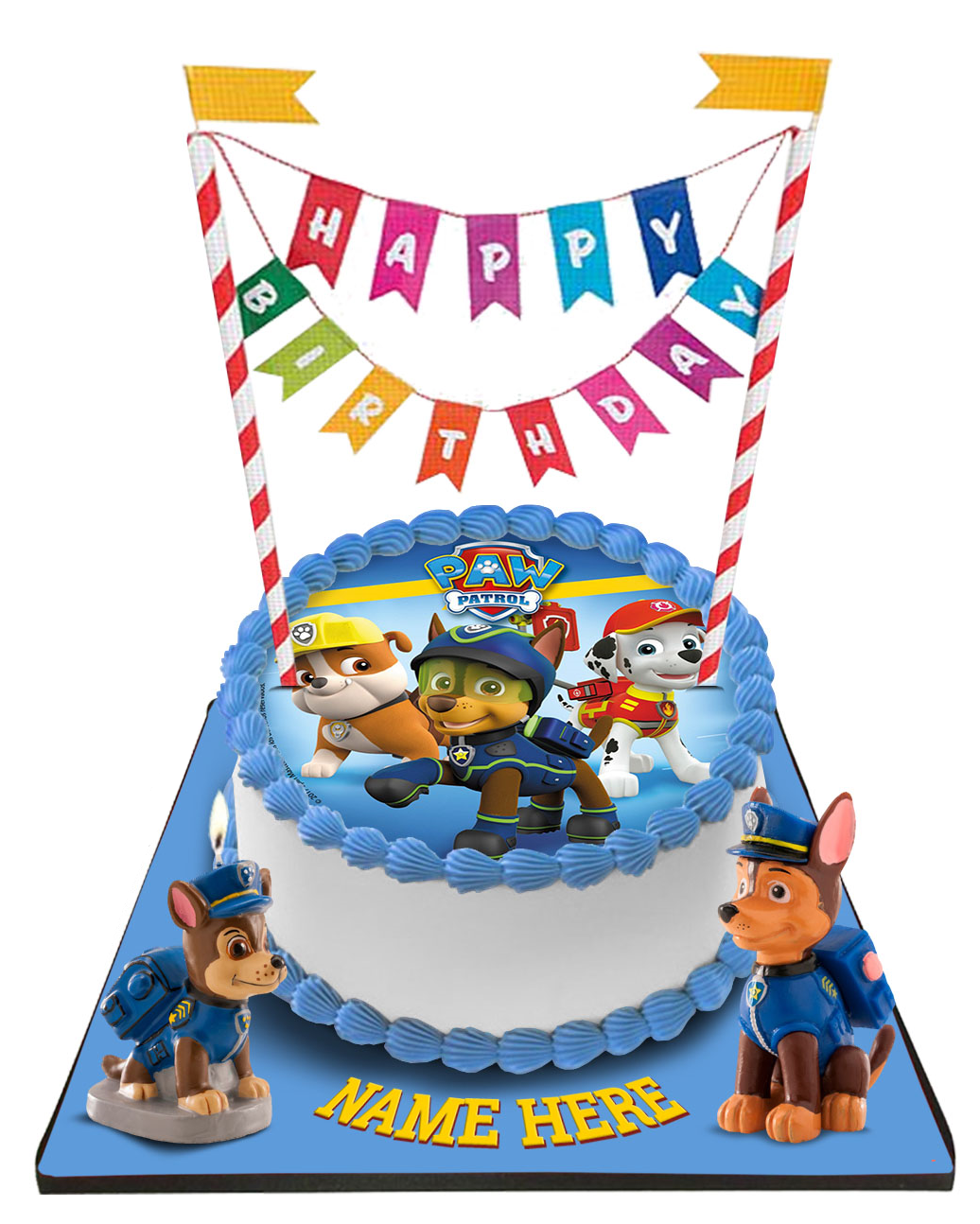 Paw Patrol Cake with Happy Birthday Bunting &Topper