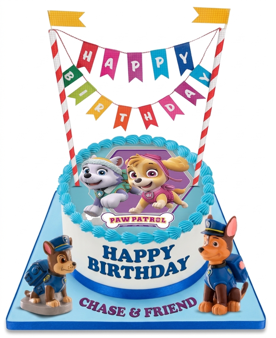 Paw Patrol Birthday Cake with Chase, Skye & Everest