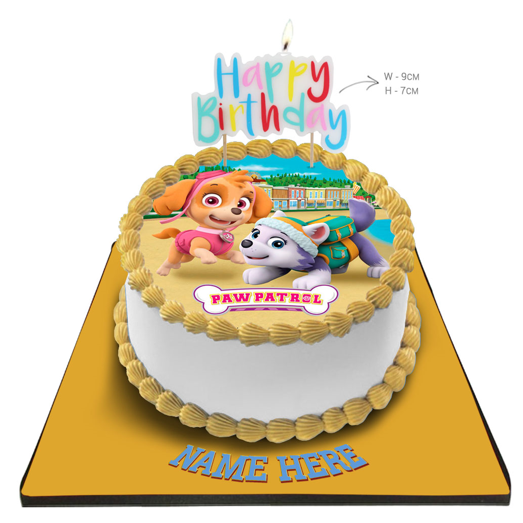 Paw Patrol Cake with Happy Birthday Candle