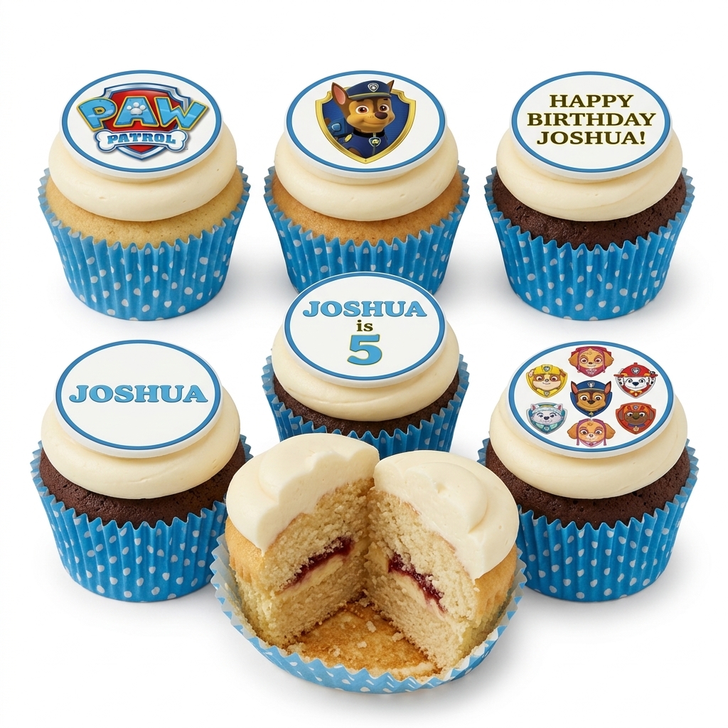 Paw Patrol Birthday Cupcakes with Custom Toppers