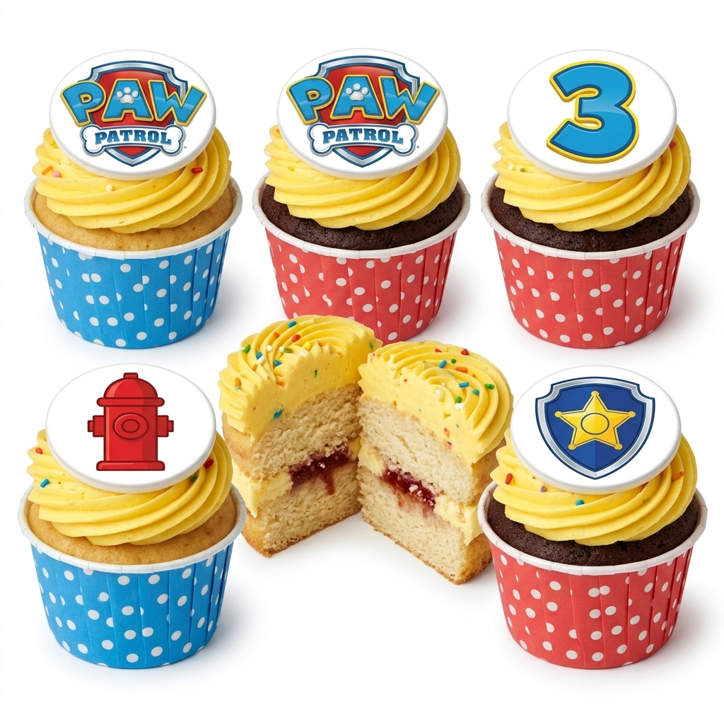Paw Patrol Birthday Cupcakes with Custom Age Topper
