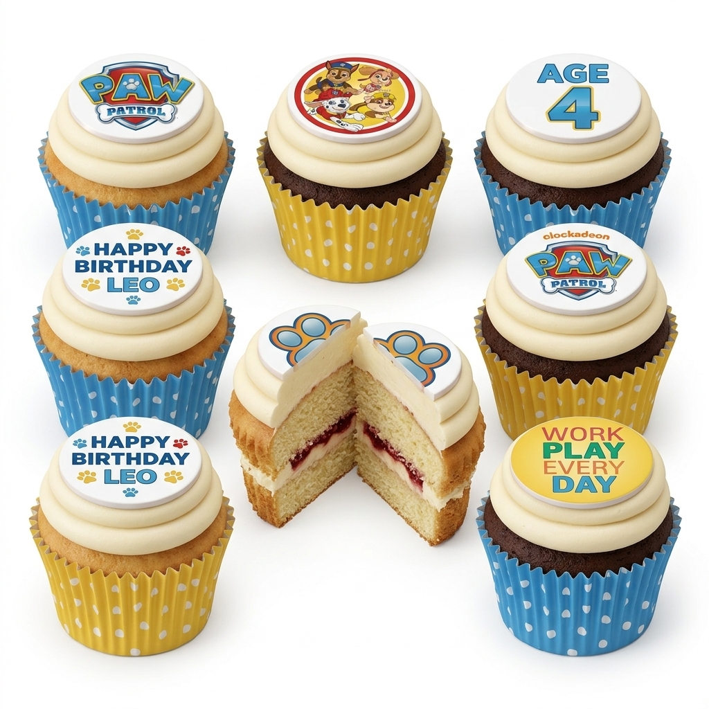 Paw Patrol Birthday Cupcakes with Custom Age & Name