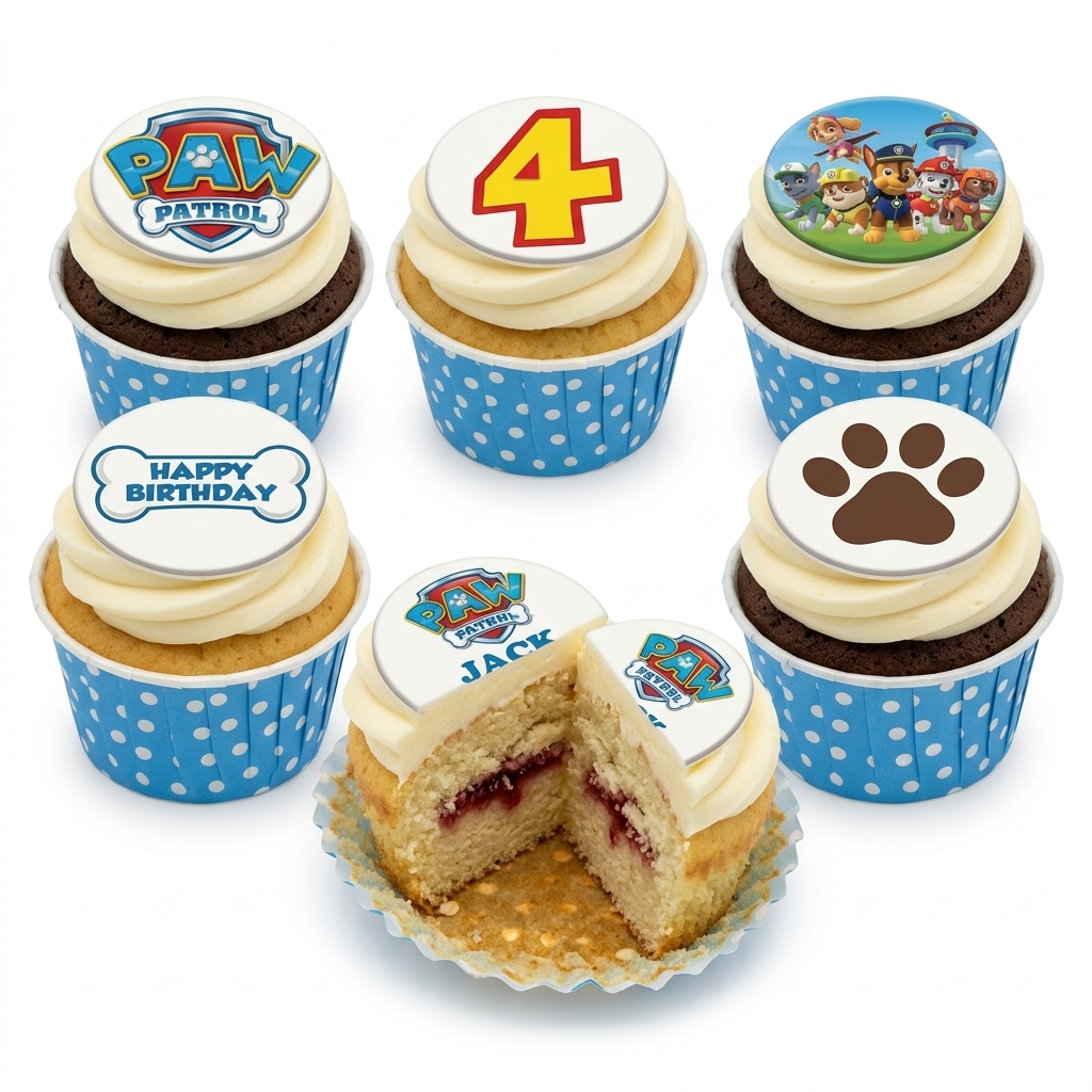 Paw Patrol Birthday Cupcakes with Custom Age Topper