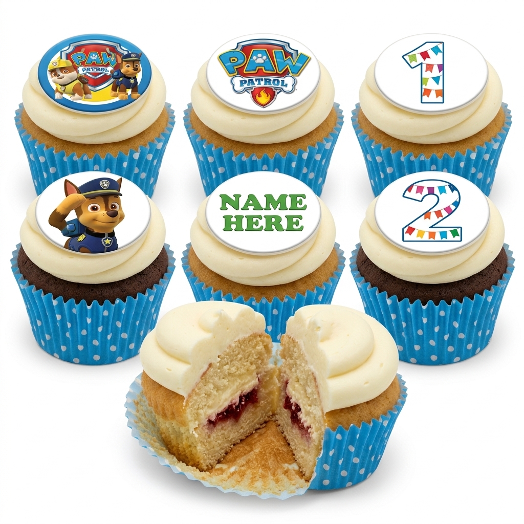 Paw Patrol Birthday Cupcakes with Custom Age & Name