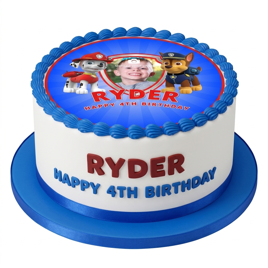 Paw Patrol Photo Birthday Cake for Kids