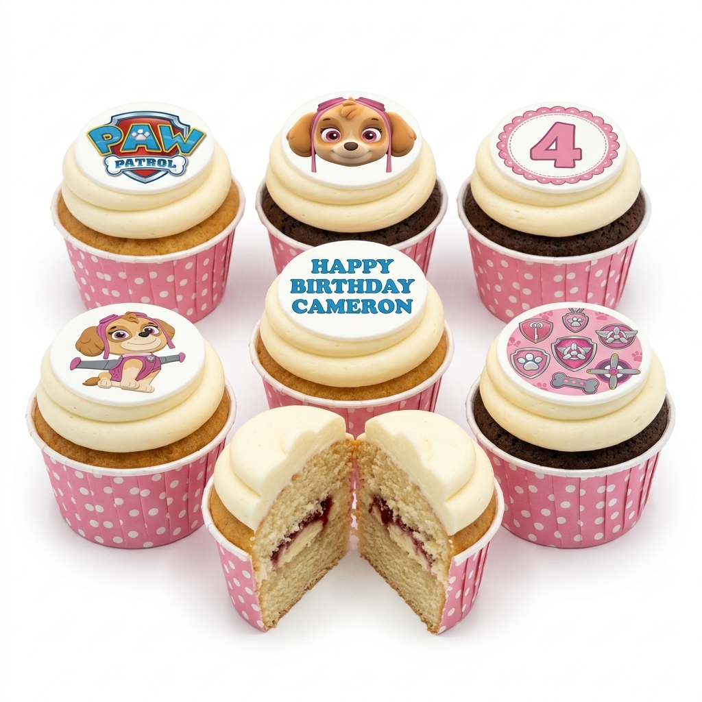 Paw Patrol Skye Birthday Cupcakes with Custom Age