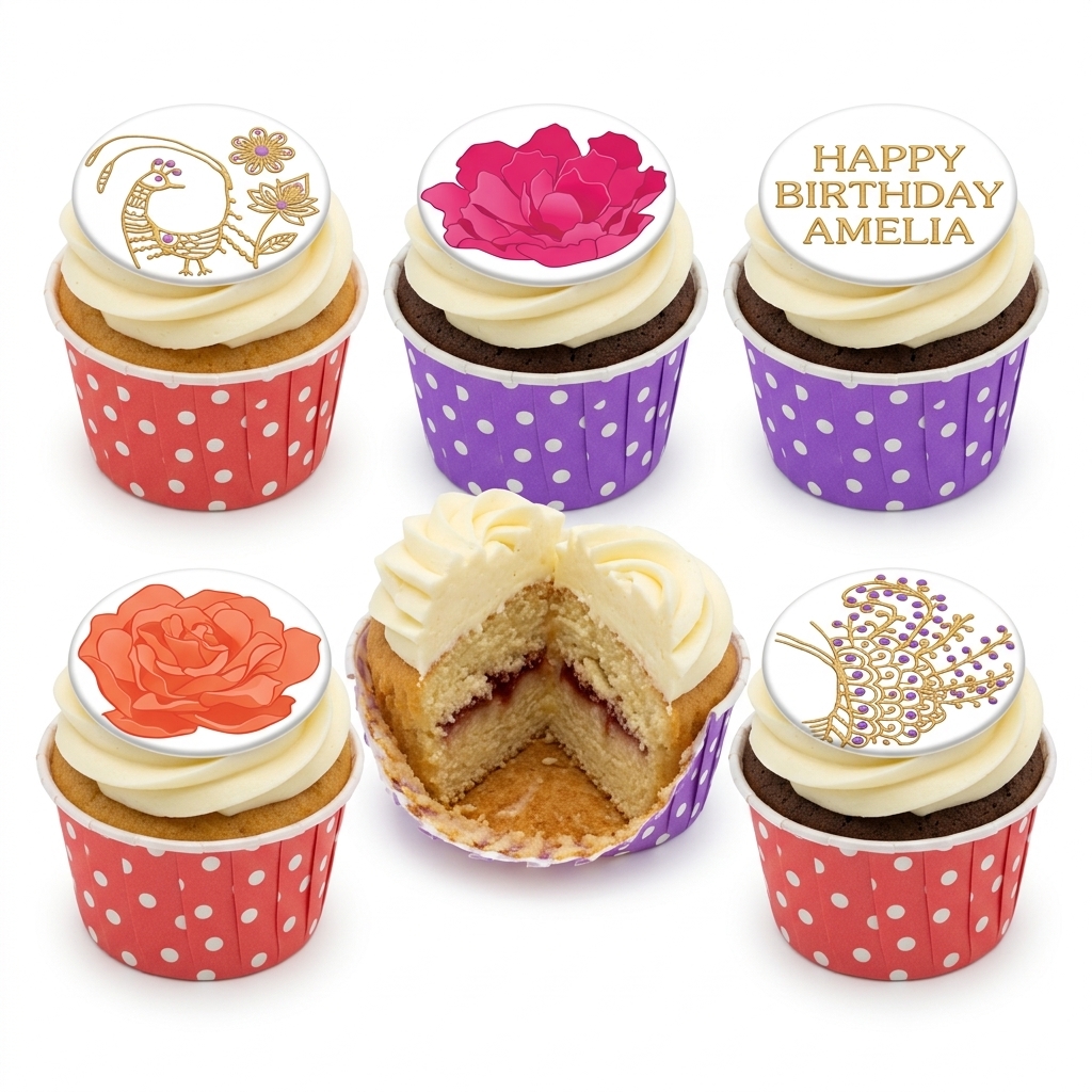 Elegant Floral Birthday Cupcakes for Her