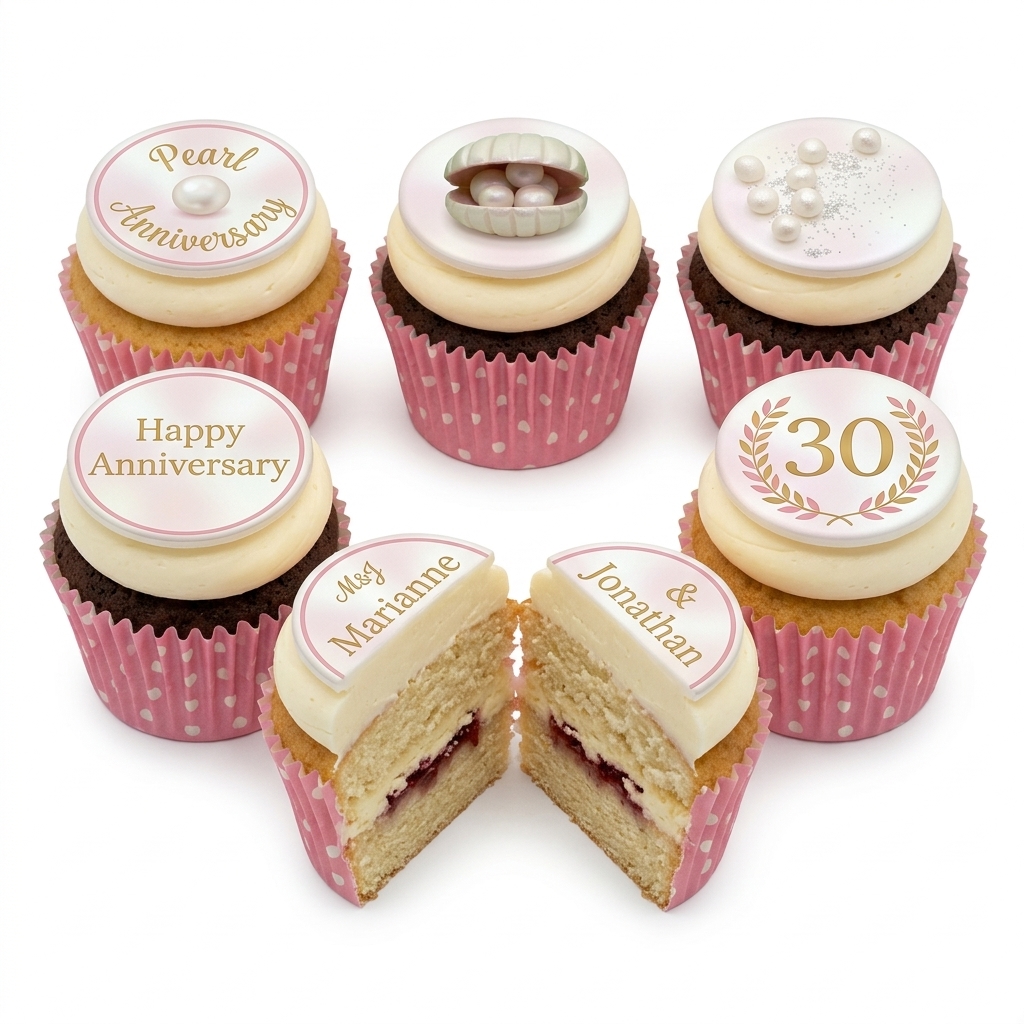 Pearl Anniversary Cupcakes | Elegant 30th Anniversary Treats