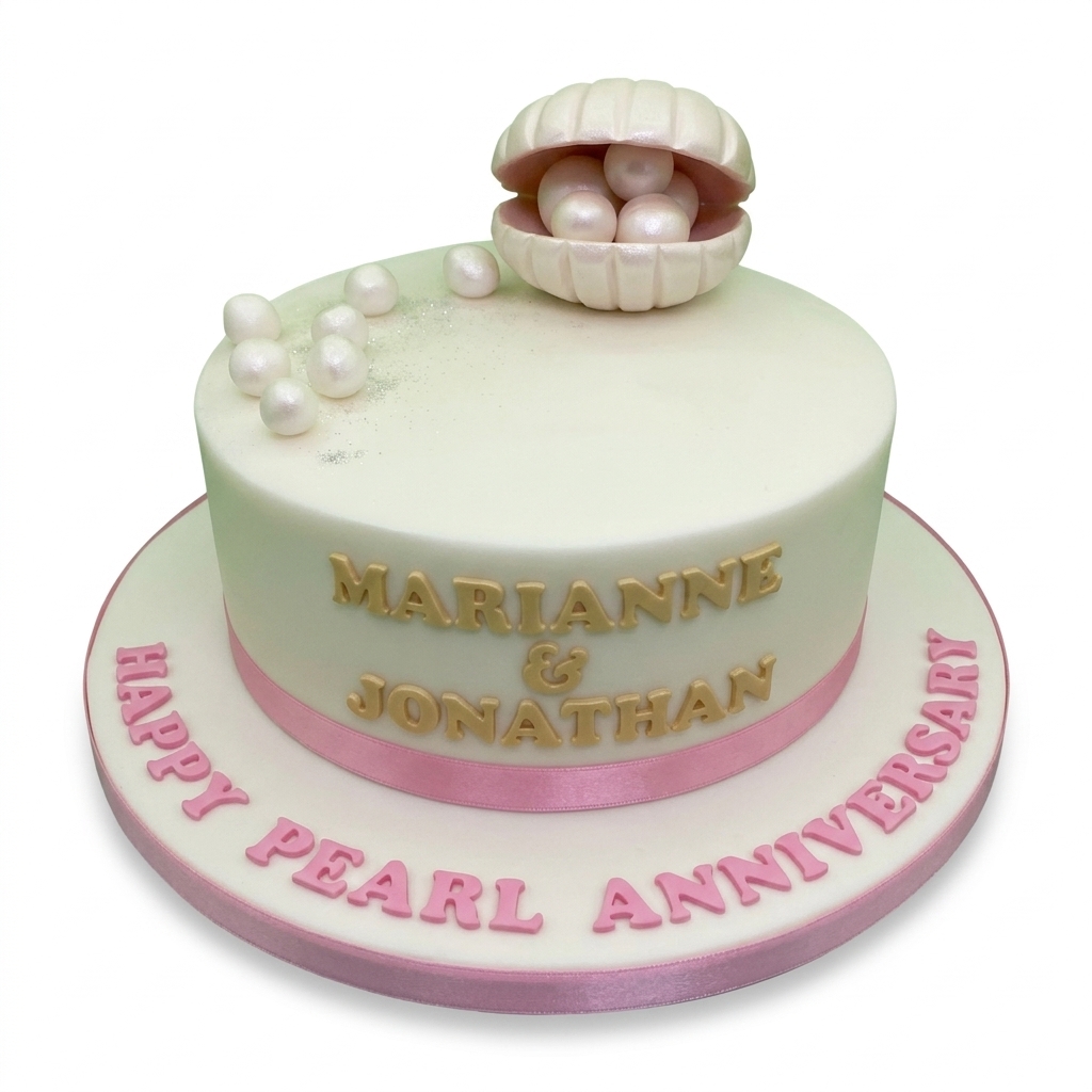 Pearl Anniversary Cake with Personalised Names