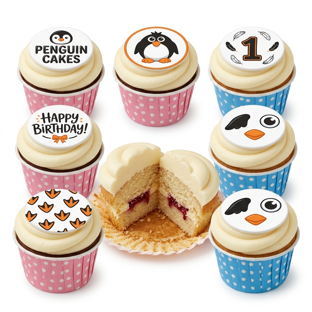 Penguin Birthday Cupcakes for Kids