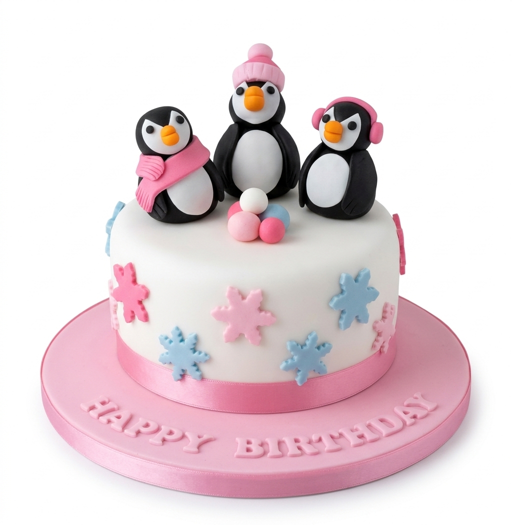 Penguin Theme Birthday Cake